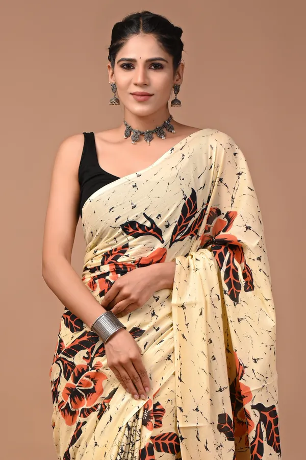 Cream_Soft_Mulmul_Cotton_Saree