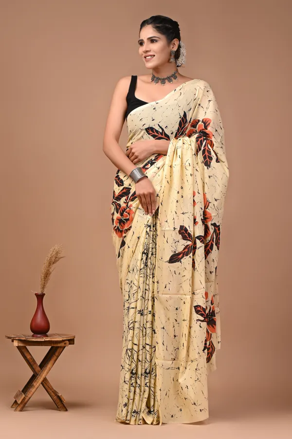 Cream_Soft_Mulmul_Cotton_Saree