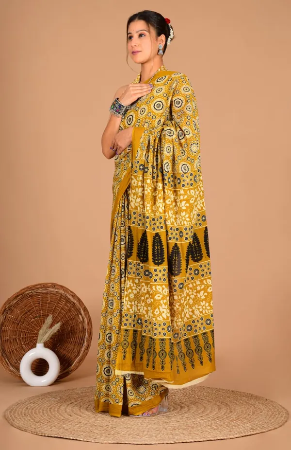Mustard_Yellow_Soft_Mulmul_Cotton_Saree