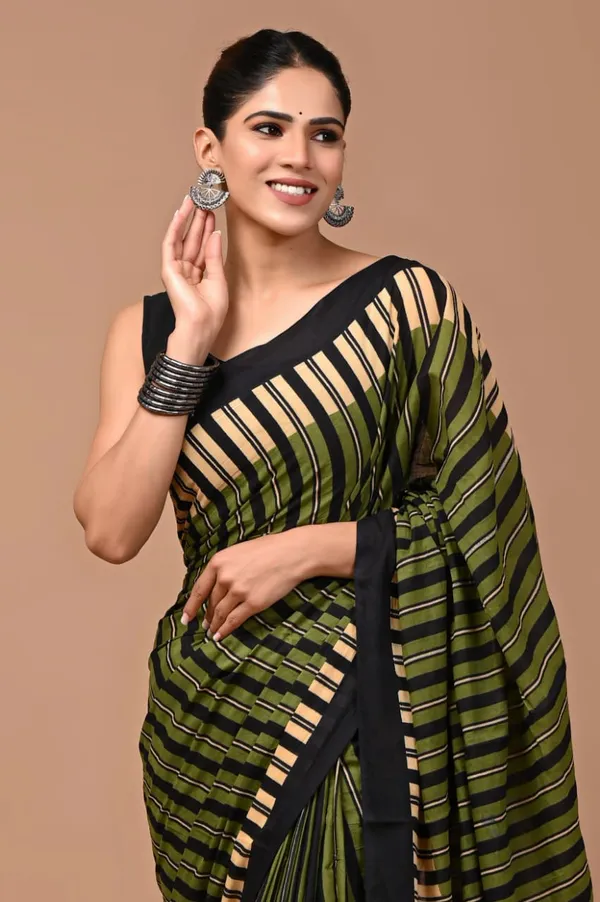 Olive_Green_Soft_Mulmul_Cotton_Saree
