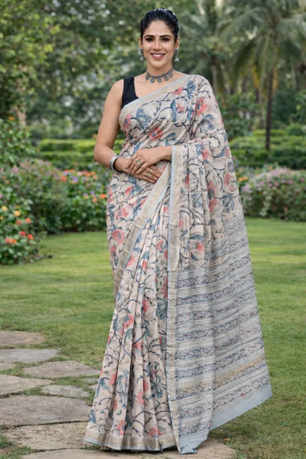 White_Premium_Maheshwari_Silk_Saree