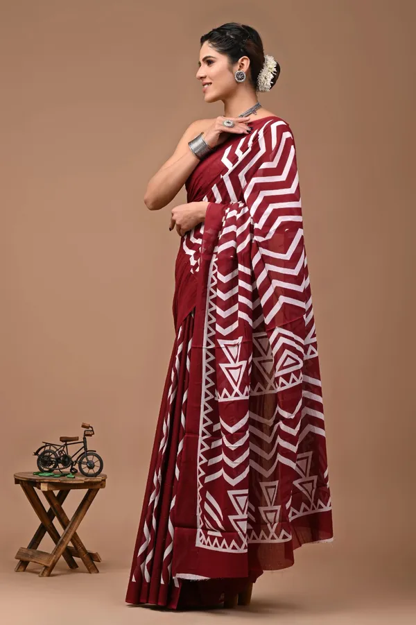 Deep_Red_Soft_Mulmul_Cotton_Saree