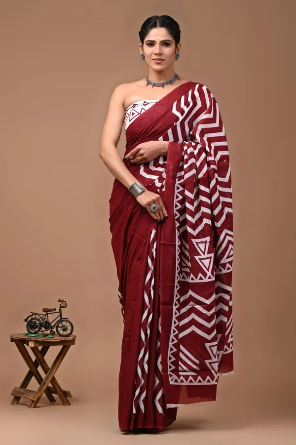 Deep_Red_Soft_Mulmul_Cotton_Saree