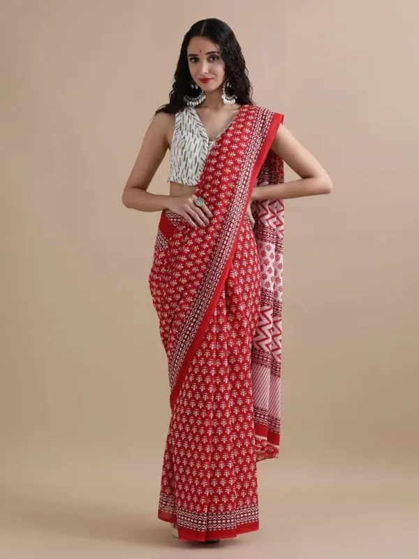 Crimson_Red_Soft_Mulmul_Cotton_Saree