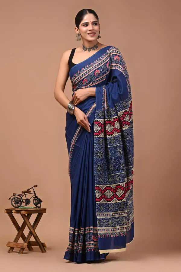 Blue_Soft_Mulmul_Cotton_Saree