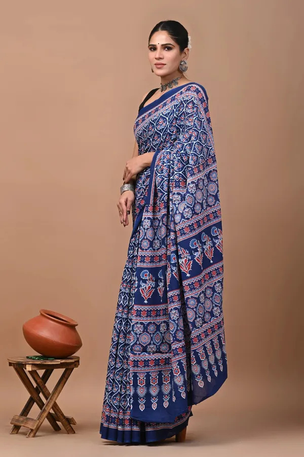 Navy_Blue_Soft_Mulmul_Cotton_Saree