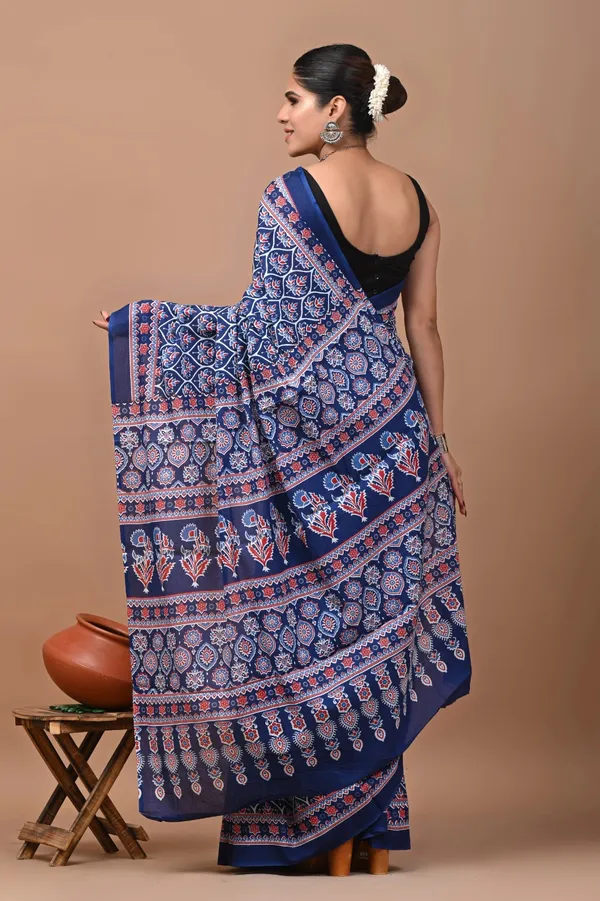 Navy_Blue_Soft_Mulmul_Cotton_Saree