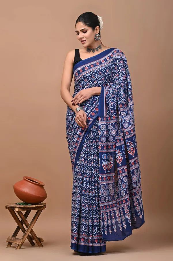 Navy_Blue_Soft_Mulmul_Cotton_Saree