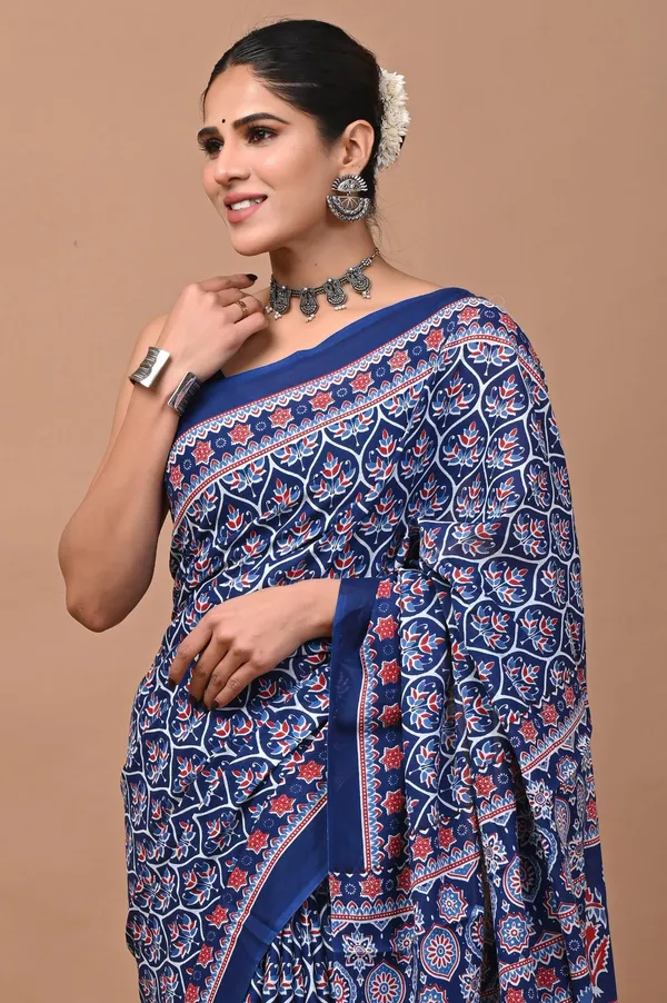 Navy_Blue_Soft_Mulmul_Cotton_Saree
