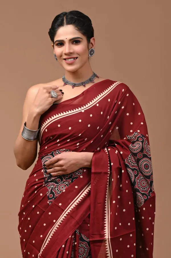 Maroon_Soft_Mulmul_Cotton_Saree