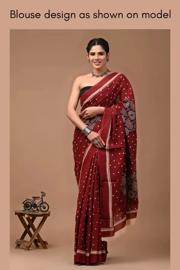Maroon_Soft_Mulmul_Cotton_Saree