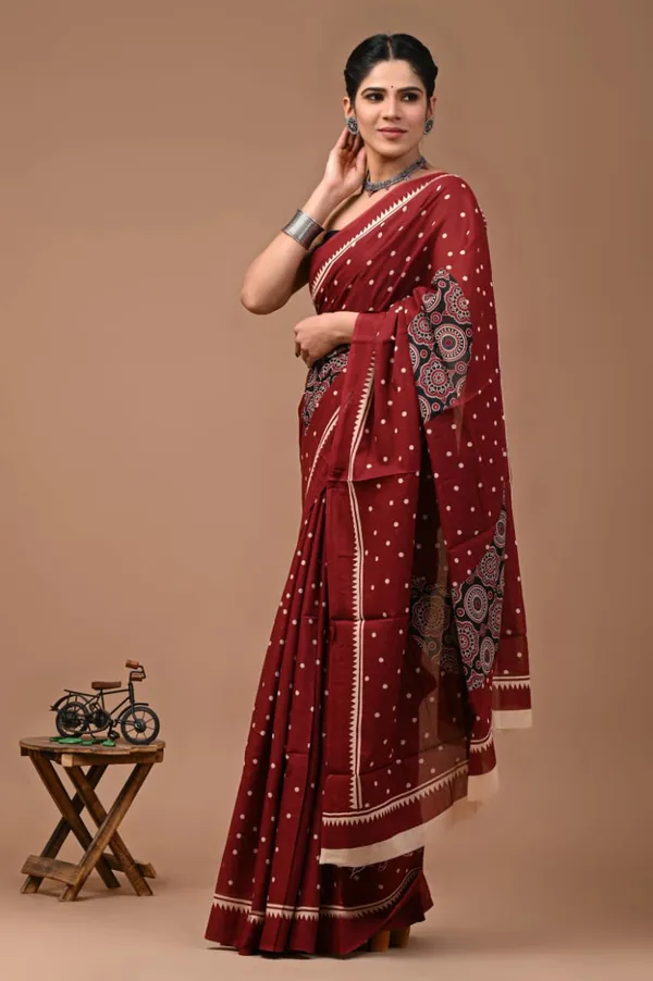 Maroon_Soft_Mulmul_Cotton_Saree