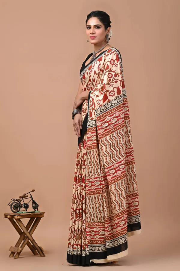 Cream_Soft_Mulmul_Cotton_Saree