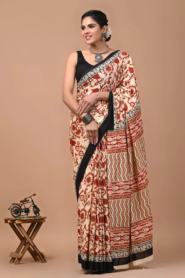 Cream_Soft_Mulmul_Cotton_Saree
