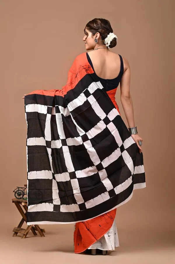 Burnt_Orange_Soft_Mulmul_Cotton_Saree