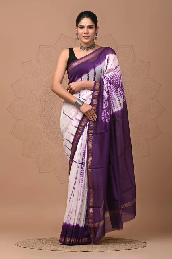 White_Premium_Maheshwari_Silk_Saree_For_Women