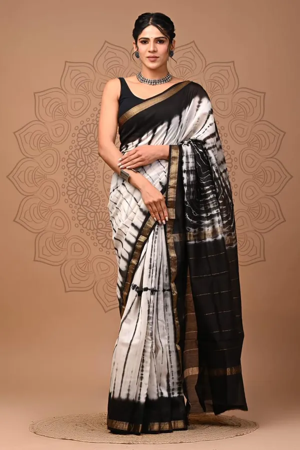 White_Premium_Maheshwari_Silk_Saree_For_Women