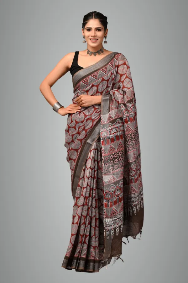 Multicolour_Trendy_Linen_Saree_For_Women