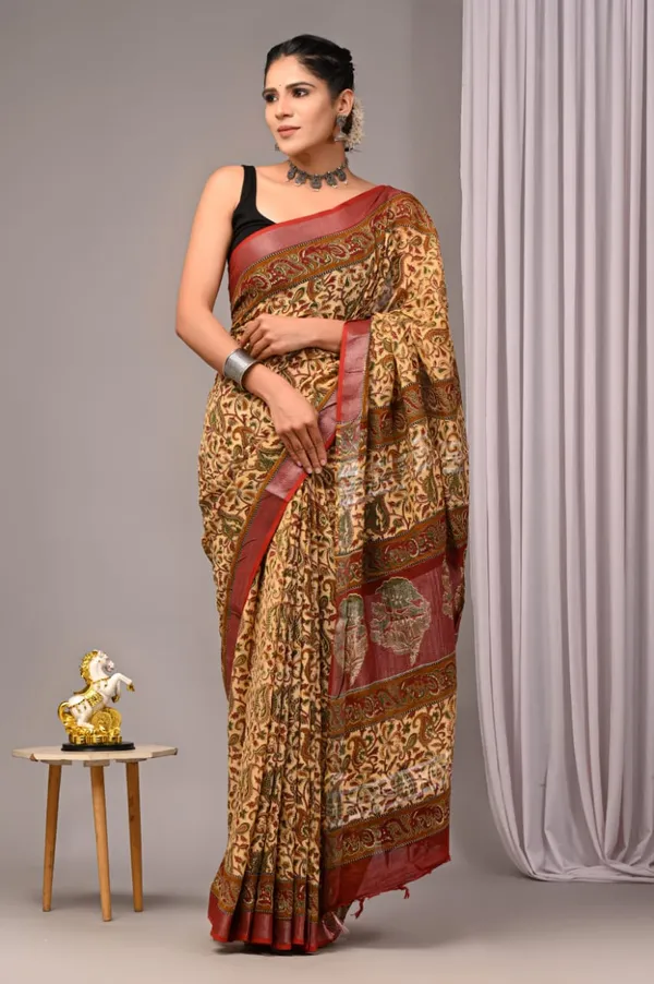 Yellow_Trendy_Linen_Saree_For_Women