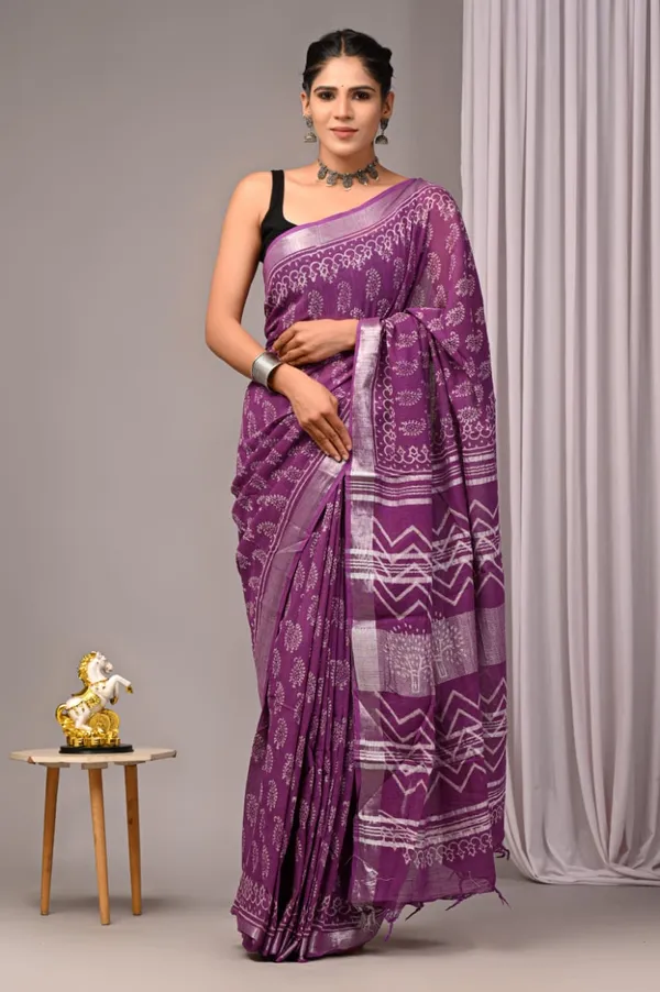 Purple_Trendy_Linen_Saree_For_Women