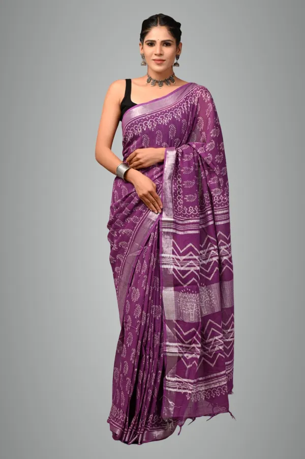 Purple_Trendy_Linen_Saree_For_Women