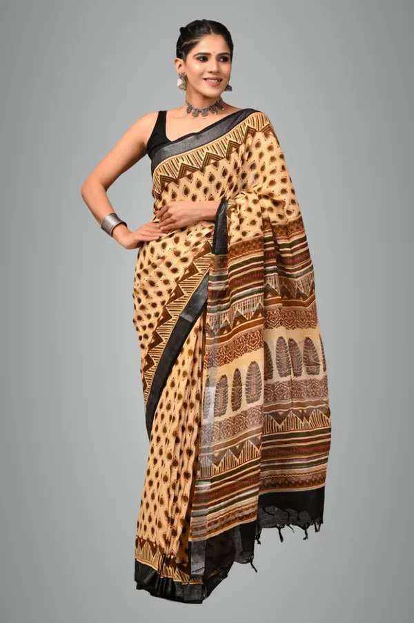 Yellow_Trendy_Linen_Saree_For_Women