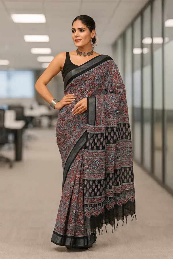 Multicolour_Trendy_Linen_Saree_For_Women