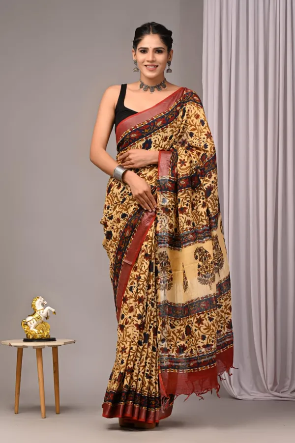 Yellow_Trendy_Linen_Saree_For_Women
