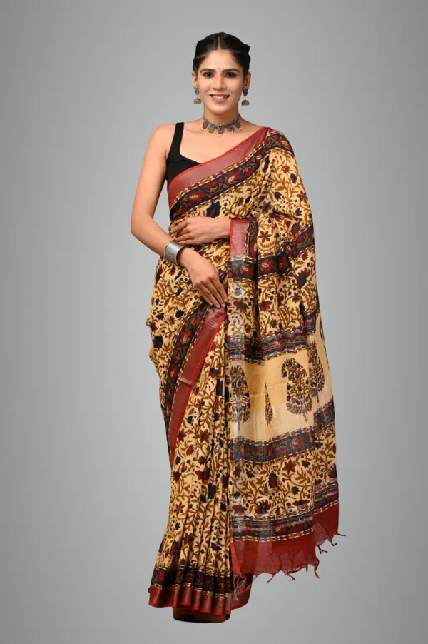 Yellow_Trendy_Linen_Saree_For_Women