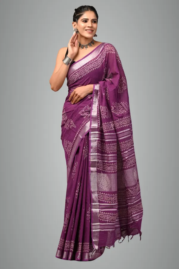 Purple_Trendy_Linen_Saree_For_Women