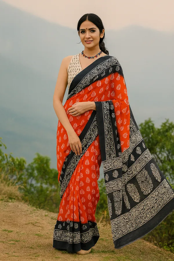Orange_Soft_Mulmul_Cotton_Saree_For_Women