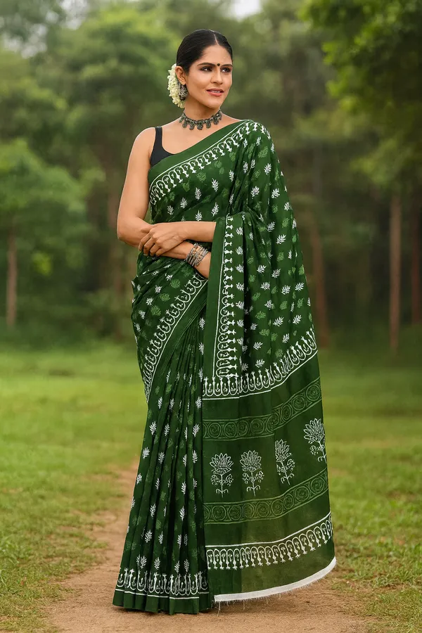 Green_Soft_Mulmul_Cotton_Saree_For_Women