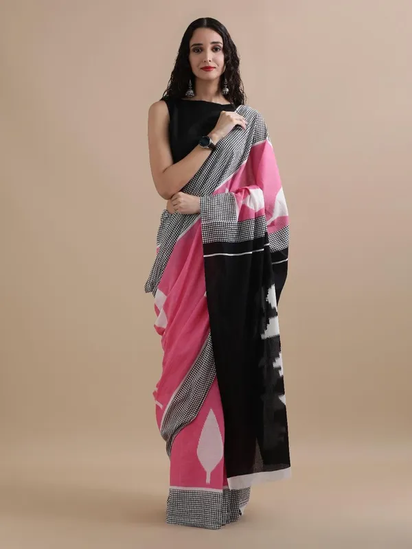 Pink_Soft_Mulmul_Cotton_Saree_For_Women