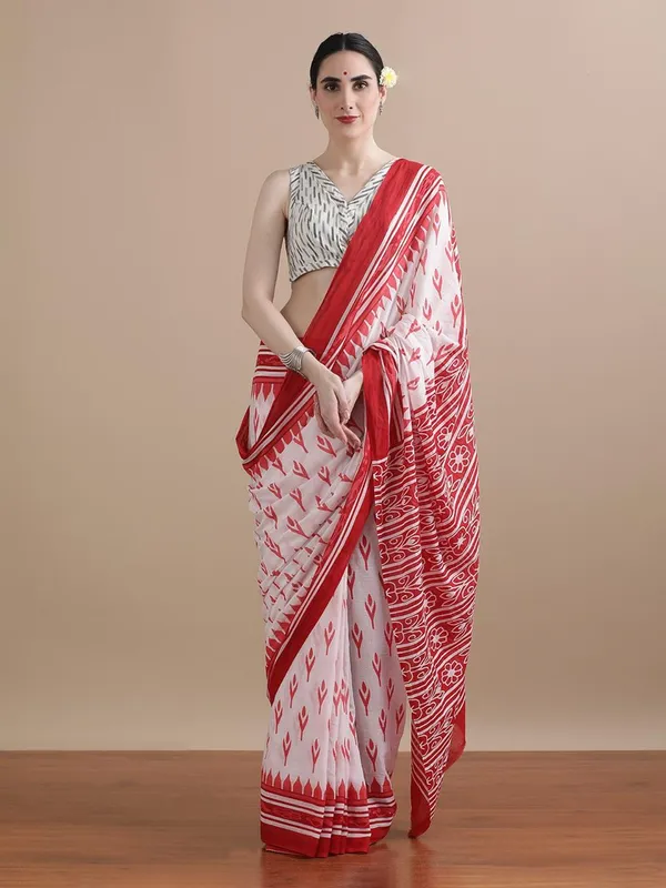 White_Soft_Mulmul_Cotton_Saree_For_Women