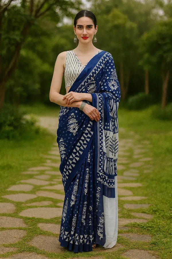 Blue_Soft_Mulmul_Cotton_Saree_For_Women