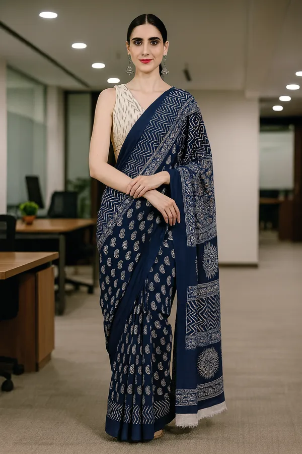 Blue_Soft_Mulmul_Cotton_Saree_For_Women