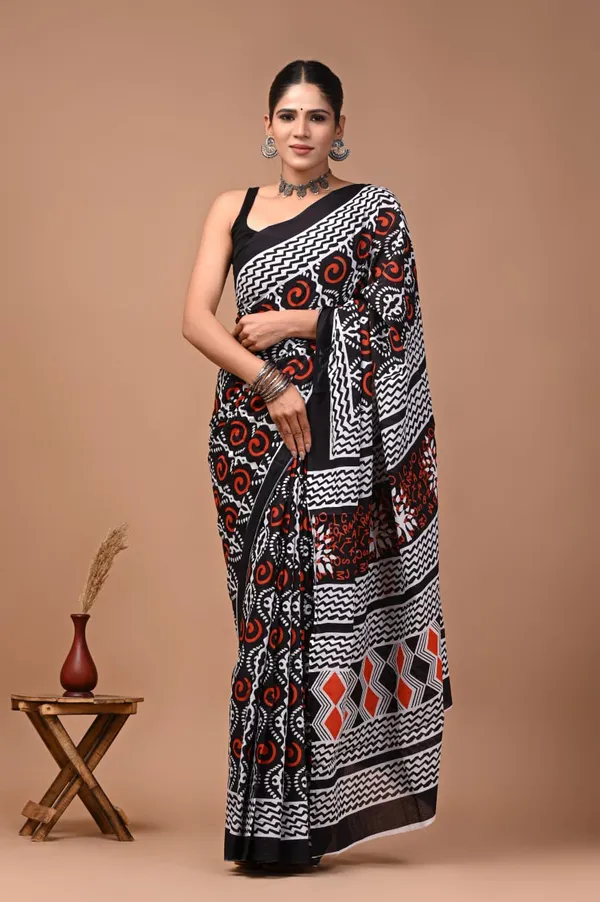 Black_Soft_Mulmul_Cotton_Saree_For_Women