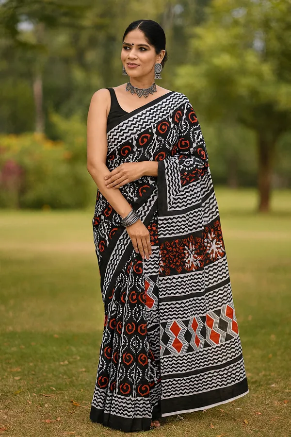 Black_Soft_Mulmul_Cotton_Saree_For_Women