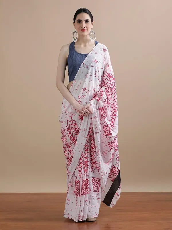 White_Soft_Mulmul_Cotton_Saree_For_Women