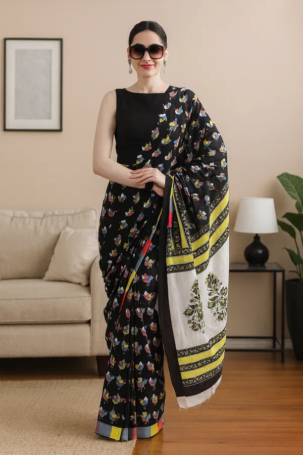 Black_Soft_Mulmul_Cotton_Saree_For_Women