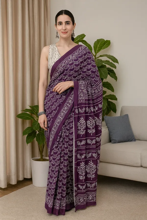 Purple_Soft_Mulmul_Cotton_Saree_For_Women
