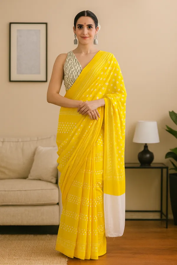 Yellow_Soft_Mulmul_Cotton_Saree_For_Women