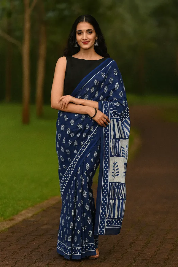 Blue_Soft_Mulmul_Cotton_Saree_For_Women