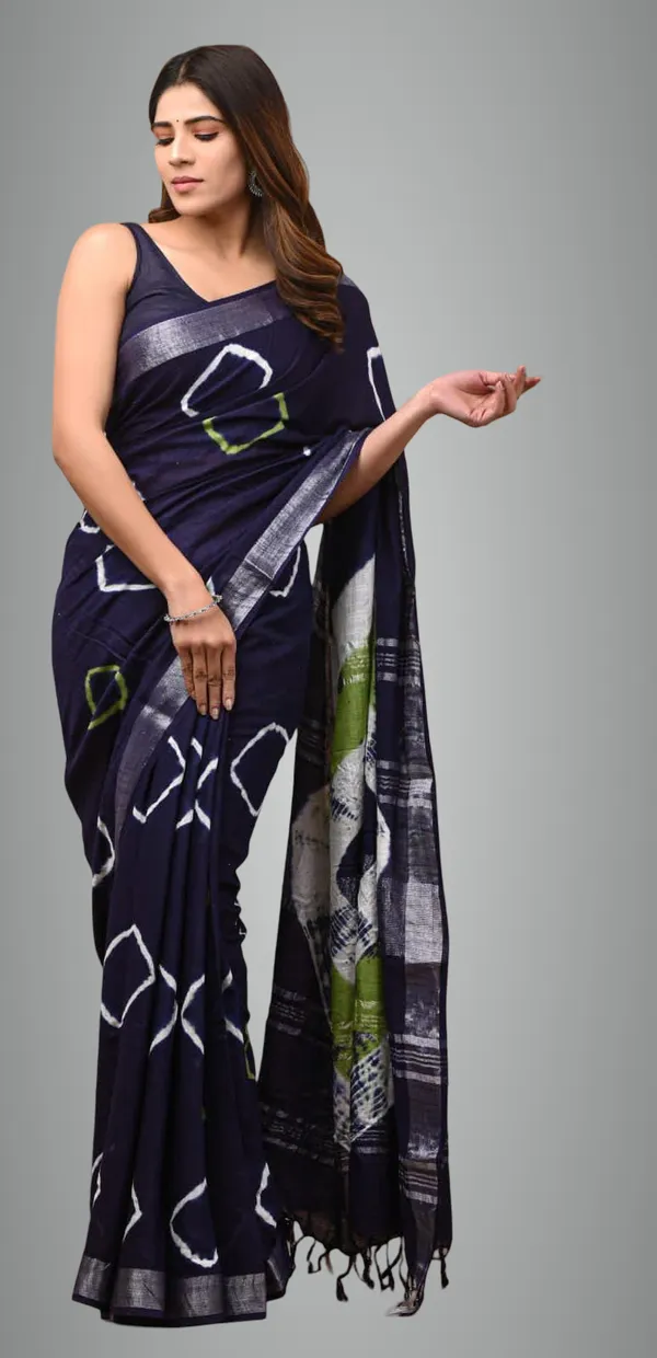 Blue_Trendy_Linen_Saree_For_Women
