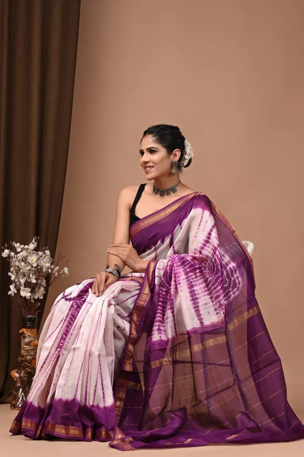 White_Premium_Maheshwari_Silk_Saree_For_Women