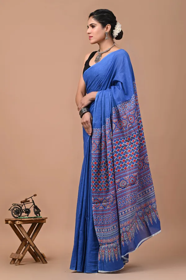 Bright_Blue_Soft_Mulmul_Cotton_Saree