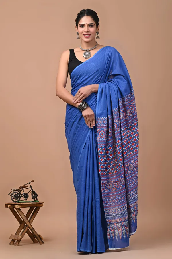 Bright_Blue_Soft_Mulmul_Cotton_Saree