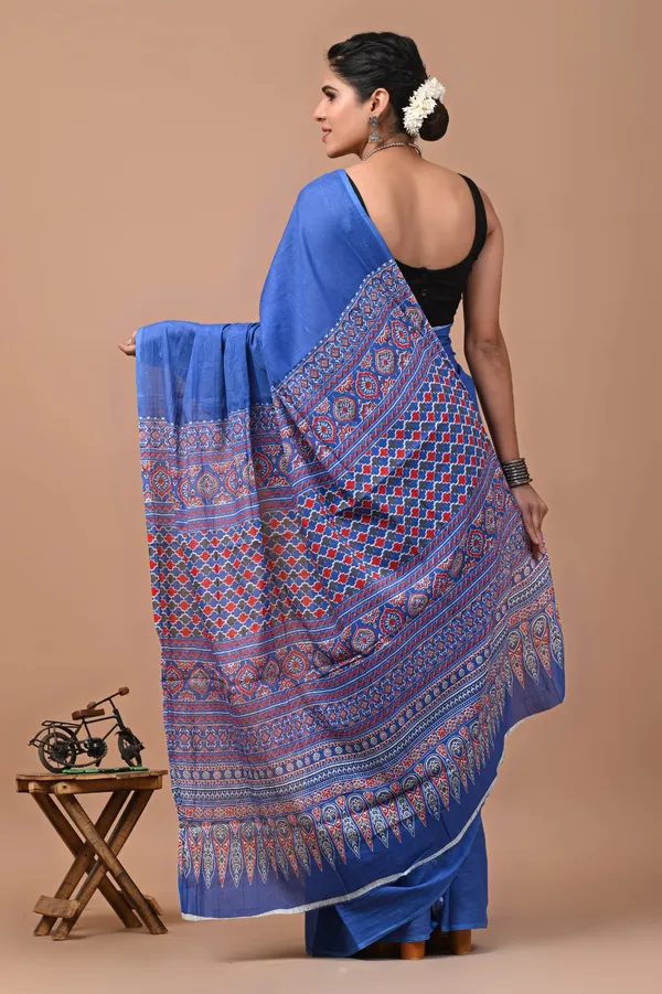 Bright_Blue_Soft_Mulmul_Cotton_Saree