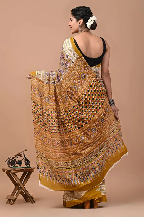 Mustard_Yellow_Soft_Mulmul_Cotton_Saree
