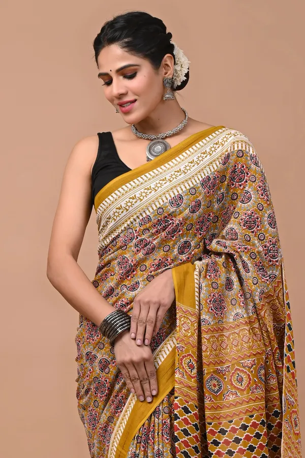 Mustard_Yellow_Soft_Mulmul_Cotton_Saree
